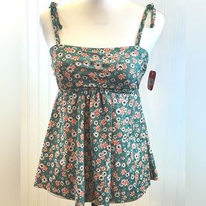 Ingrid & Isabel Maternity Green & Peach Ditsy Floral Tankini Top Women’s S